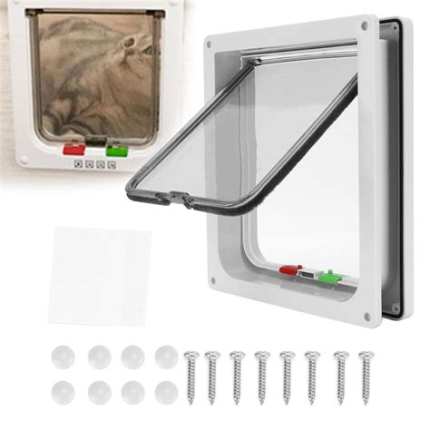Large Cat Door (Inside Size 7.9" x 9.8"), Dog Screen Door, 4 Way ...