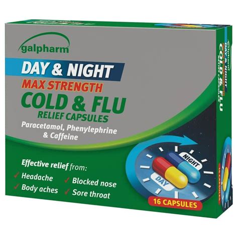 Galpharm Day & Night Max Strength Cold & Flu Relief 16 Capsules - GB Health Limited