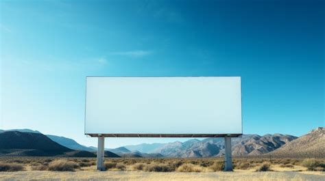 Billboard shows empty mountain landscape blue sky background | Premium ...