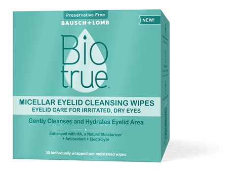 Biotrue Micellar Eyelid Cleansing Wipes, Eyelid Care for Irritated and ...