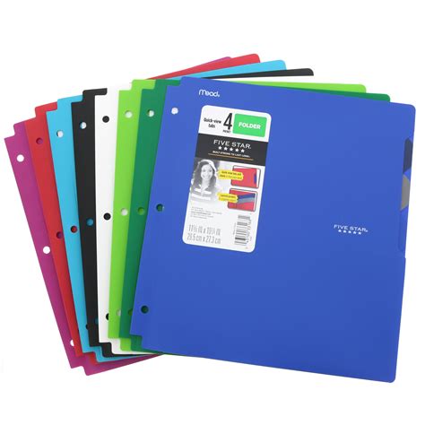 FIVE STAR Quick-View 4-Pocket Plastic Folder, Assorted Colors - Shop ...