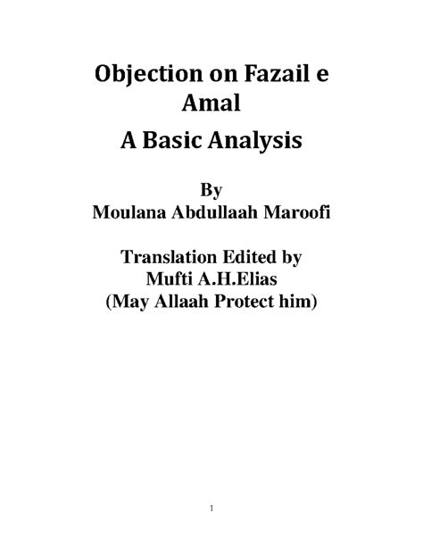 Objections on Fadhail Amaal: A Critical Analysis and Response - Studocu