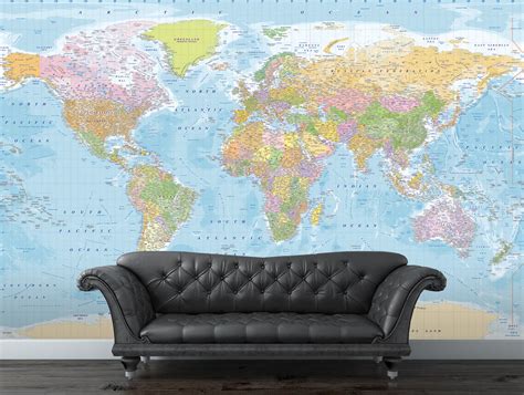 Detailed World Map for Wall 的图像结果
