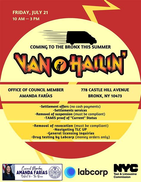 TLC Mobile Office: Van Hailin, 778 Castle Hill Ave, The Bronx, 21 July ...