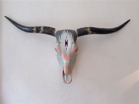 Long horn yarn painted cow skull