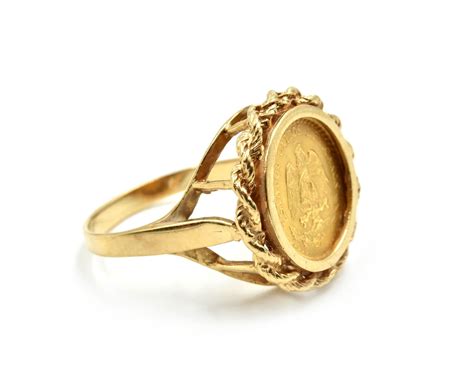 Dos Peso Coin Ring 14 Karat Yellow Gold For Sale at 1stDibs | dos pesos ...