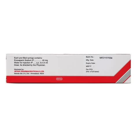 Evaparin 40mg Prefilled Syringe 0.4ml – Global Surgicals