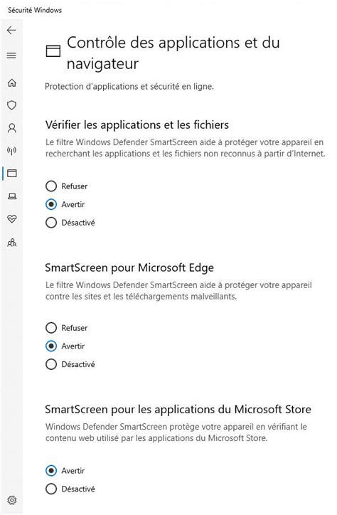 Image result for Desactiver Windows Defender SmartScreen
