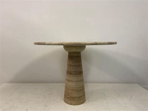 Round Brown Travertine Centre or Dining Table For Sale at 1stDibs