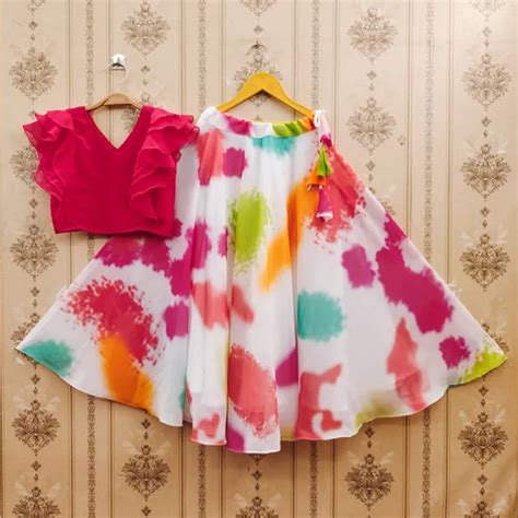 JOVK DESIGN Lehenga Choli White Georgette Trendy Kids Western Wear ...
