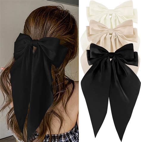 Amazon.com : Hair Bows for Women White Hair Bow Black Hair Bow Big Hair ...