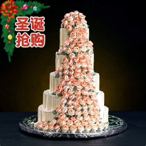 南京蛋糕店南京克莉丝汀婚宴蛋糕玫瑰盛宴 5层生日蛋糕预定配送_票务集中营