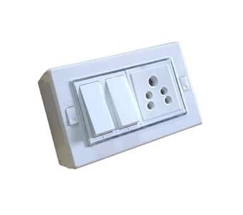 SEER 4 Modular Silver Line Gang Box Set, White Board, 2 Switches 1 ...