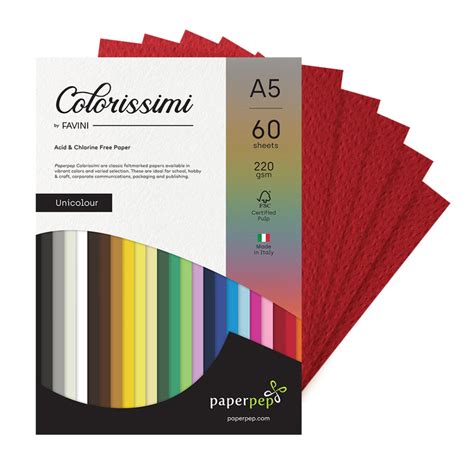 Paper Pep Colorissimi Card Stock 220Gsm A5 Rubino (Dark Red) Unicolor ...