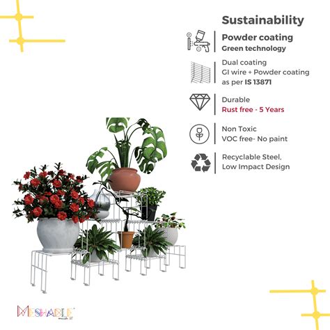 White Moso Plus plant stand for 8 pots – Meshable