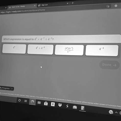 SOLVED: "Which expression is equal to 45 x 4–7: 4-2? x | + Sign out ...