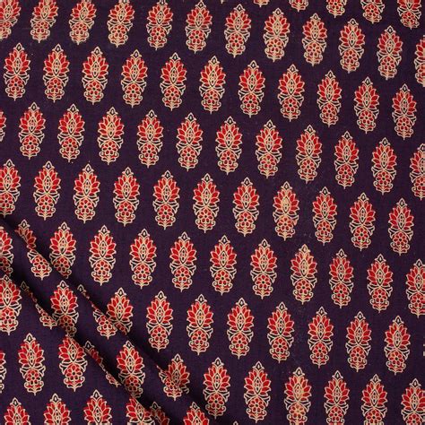 Buy Handmade Ajrakh Fabric Floral Block Printed Cotton Online – Dmaasa