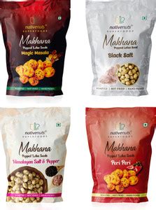 Nativenuts Roasted Makhana 4 flavours, Magic Masala, Himalayan Salt ...