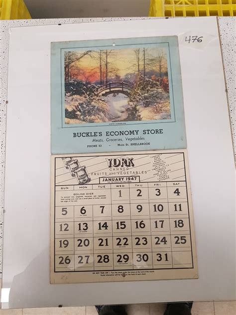 1947 Calendar for Murray