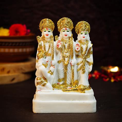 Ekhasa Aura Series Marble Dust Ram Darbar Murti (5 inch) | Gold Plated ...