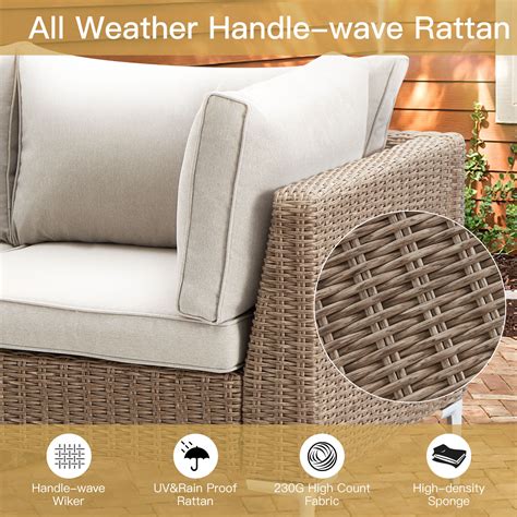 GYUTEI 7-Piece All-Weather Wicker Patio Furniture Set with Table for ...