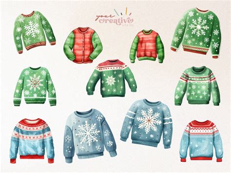 Christmas Sweater Clipart Pack Christmas Jumper Clip Art Christmas ...