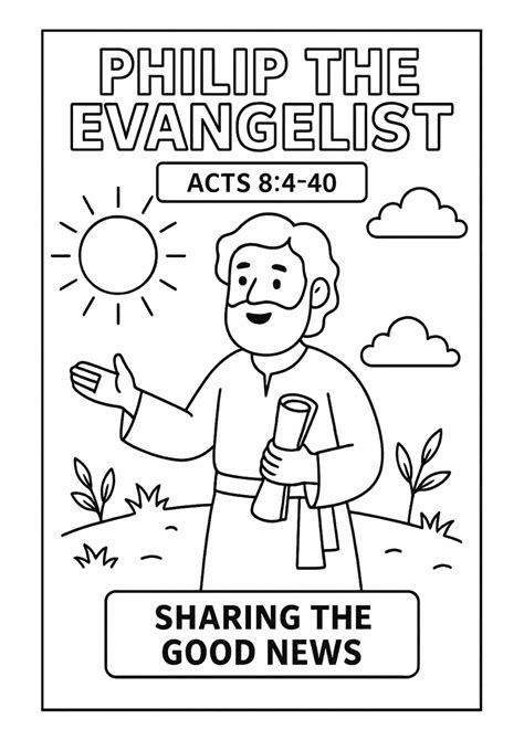 Philip the Evangelist Bible Character Coloring Page – Free Printable for Kids (Acts 8:4–40 ...