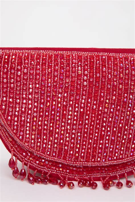 Half Moon Crystal Red designer bag, wedding clutch, bride bag – modarta