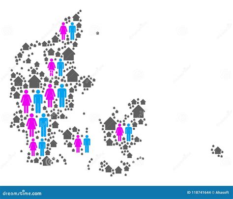 Denmark Population Map. Large Group Of People In A Shape Of Danish Map. Flat Vector Illustration ...