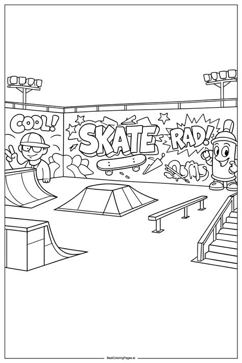 Graffiti-Skatepark Ausmalbilder - Kostenlos Druckbar | BestColoringPages AI