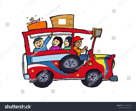 Philippine Jeepney Cartoon Art Hand Sketch Stock Vector (Royalty Free ...
