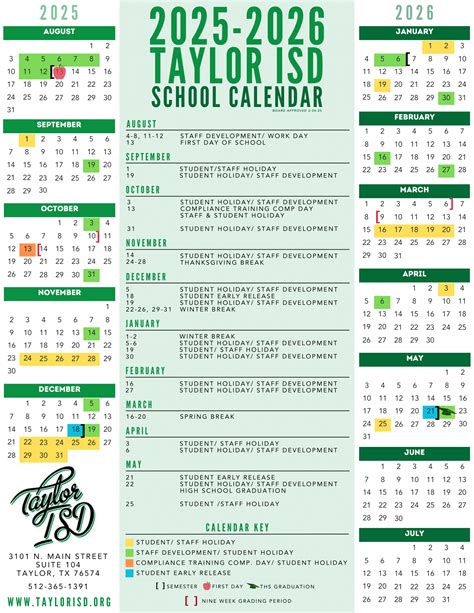 Taylor Independent School District ISD Calendar 25-26 Revised pdf ...