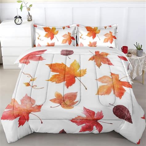 Comforter Set Size, Fall Leaves Colorful Autumn Bedding Set for Kids ...