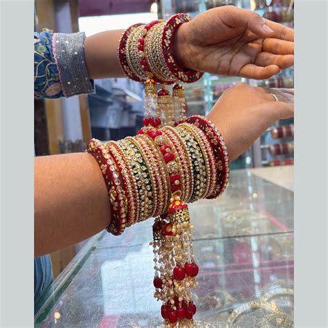 Wedding Chuda Gold Plated Kundan Stone And Pearl Bangles Set – JewelEMarket