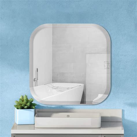 Frameless Curved Edge Square Beveled Mirror For living & Bathroom ...
