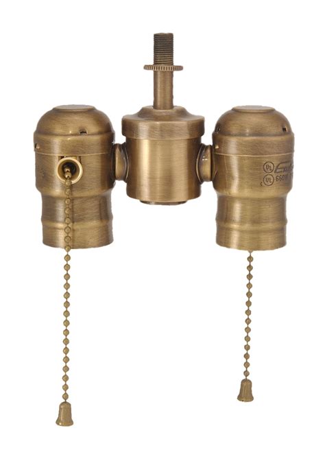 Antique Finish 2 Light Lamp Cluster With Pull Chain Sockets Antique ...