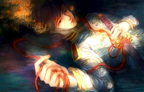 Wallpaper water, flowers, weapons, katana, anime, art, guy, japan for ...