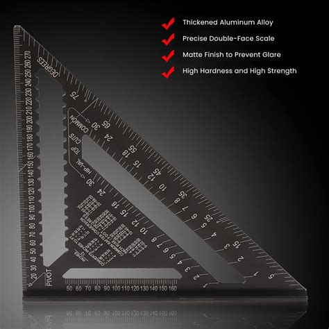 12 Inch Aluminum Alloy Triangle Ruler for Woodworking | HASTHIP® – Eleboat