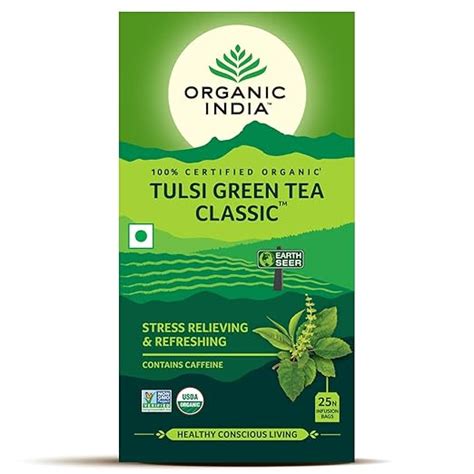 Organic India Tulsi Green Tea Classic - 25 Tea Bags : Amazon.in: Health ...