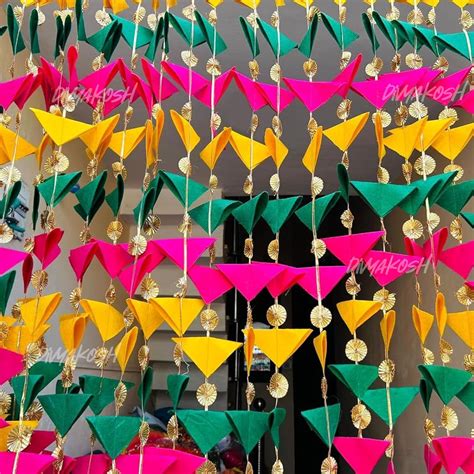 Divyakosh Fabric Decorative Triangle 4.5 FT, Pack of 10 Hanging Gotta ...