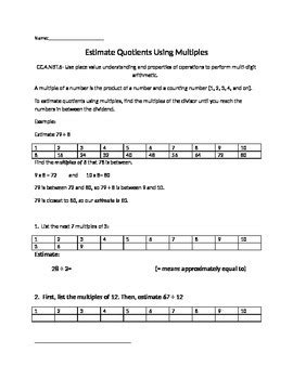 Estimate Quotients Using Multiples Lesson 4.1 的图像结果
