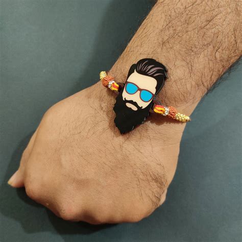 Dashing Bhai Wooden Rakhi with Rudraksha | Stylish Rakhi for Brother ...