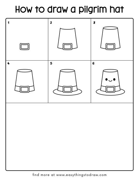 How to Draw a Cute Thanksgiving Pilgrim Hat Step by Step – Festive Art ...
