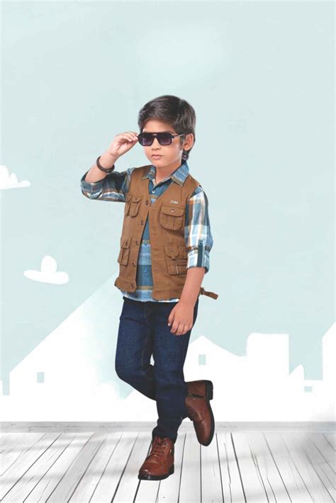 Brown Overcoat With Blue checks Shirt And Pant Set For Boys – Lagorii Kids