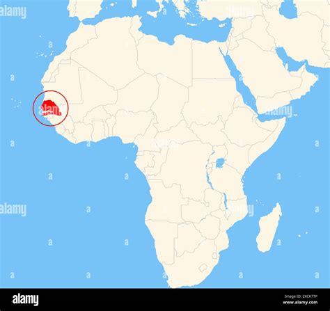 Locator map showing the location of the country Senegal in Africa. The ...