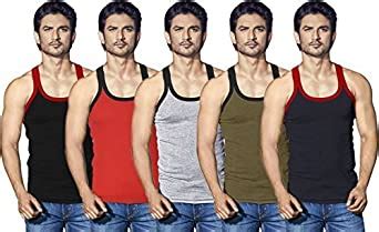 Lux Cozi Xylo Multi Color (Rib Fabric) Gym Vest (Pack of 6) : Amazon.in ...