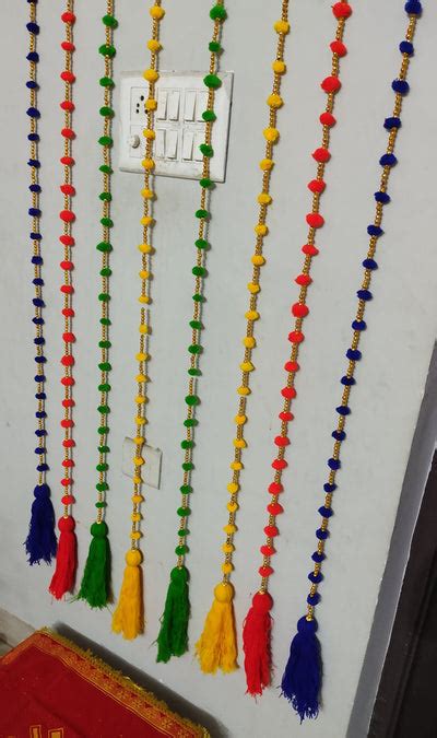 LAMANSH Pack of 20 (5 feet) Pom Pom X Tassels Hanging Line Latkans for ...