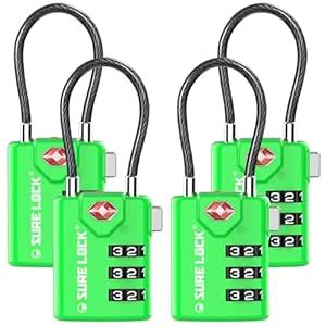 SURE LOCK TSA Compatible Travel Luggage Locks, Inspection Indicator ...