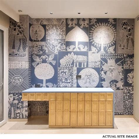 Geet Madhubani Wallpaper Dusky Blue Color | Life n Colors