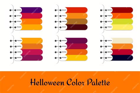 Premium Vector | 6 DIFFERENT HALLOWEEN COLOR PALETTES